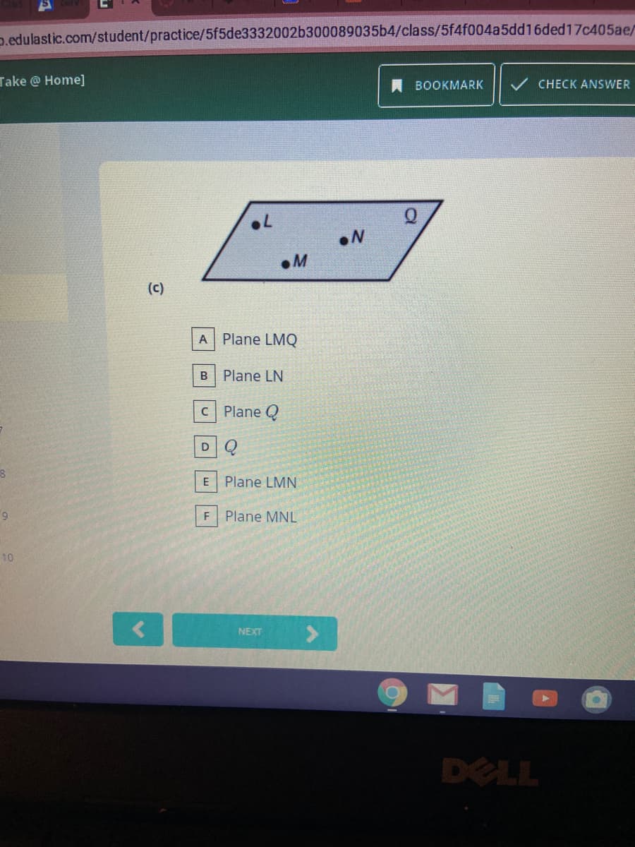 (c)
A Plane LMQ
B Plane LN
C Plane Q
DQ
E Plane LMN
Plane MNL
