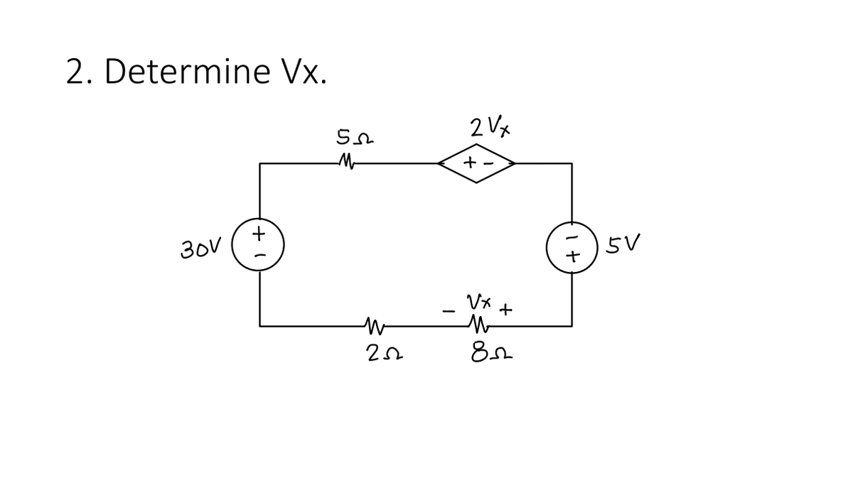 2. Determine Vx.
2 Vx
30V
5V
