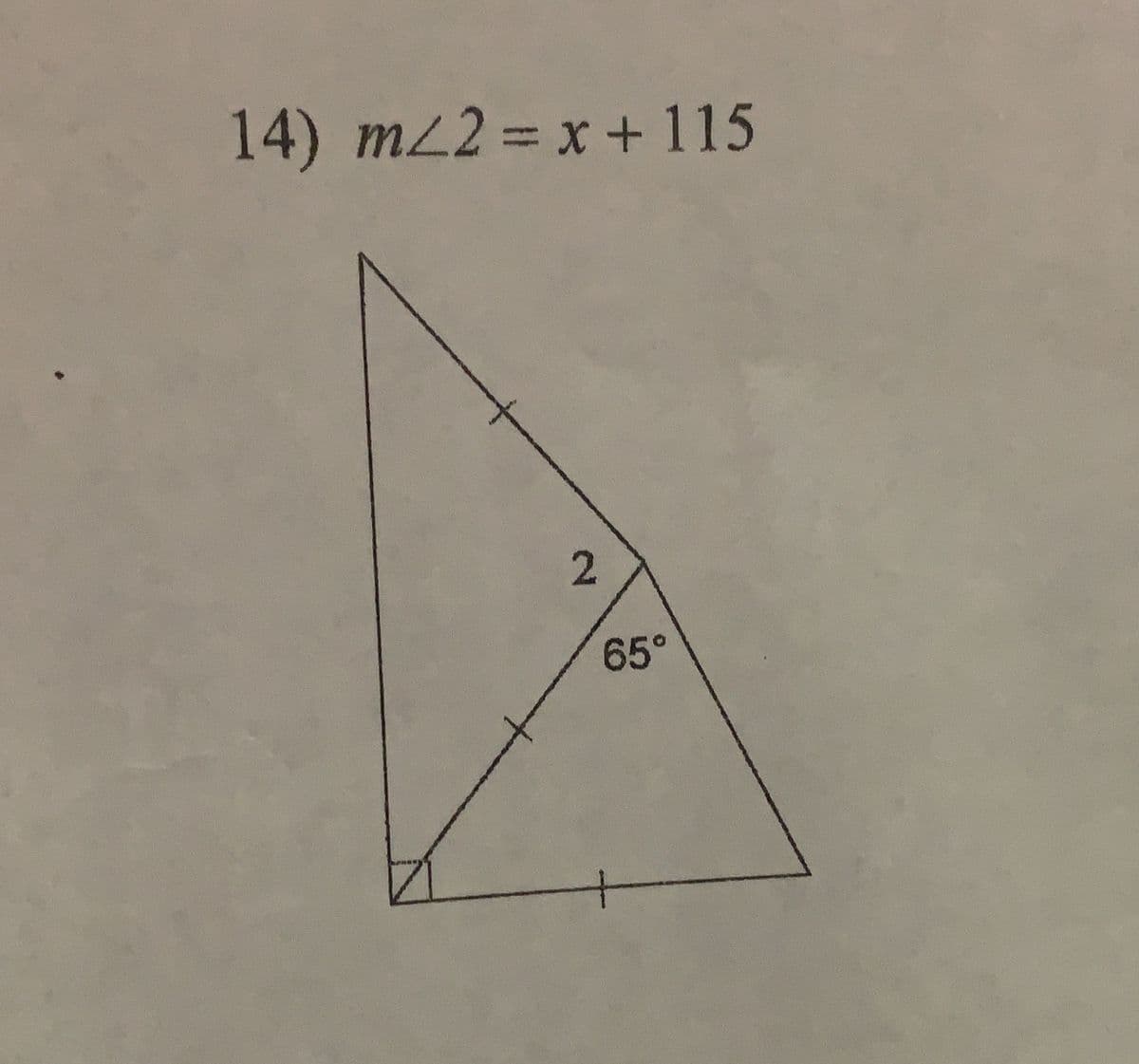 14) m/2 = x + 115
2
65°