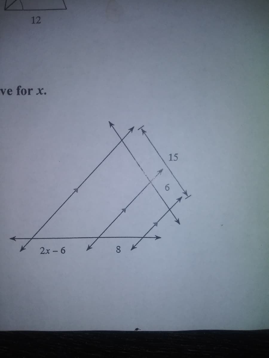 12
ve for x.
15
2x - 6
00
