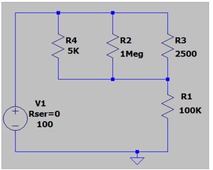 |_+}
V1
Rser=0
100
R4
5K
R2
1Meg
R3
2500
R1
100K