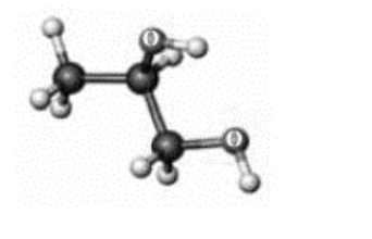 **Molecular Structure of Lactic Acid**

The image depicts a three-dimensional molecular model of lactic acid, an important compound in biochemistry known as 2-hydroxypropanoic acid. 

**Structural Breakdown:**

- **Atoms Identification:**
  - **Carbon Atoms (Black Spheres):** Represent the carbon atoms in the molecule.
  - **Oxygen Atoms (Red Spheres):** Represent the oxygen atoms.
  - **Hydrogen Atoms (White Spheres):** Represent the hydrogen atoms.

- **Bond Representation:**
  - **Single Bonds:** Shown as single lines between atoms, indicating a single covalent bond (e.g., C-H bonds).
  - **Double Bond:** Shown as two parallel lines between carbon and oxygen atoms, indicating a double covalent bond (e.g., the C=O bond).

**Lactic Acid Structure Explanation:**

1. **Carbon Backbone:**
   - The lactic acid molecule comprises three carbon atoms. Two of these carbon atoms are singly bonded to each other, and the third carbon is bonded to an oxygen atom through a double bond.

2. **Functional Groups:**
   - **Hydroxyl Group (-OH):** Attached to the second carbon atom, the presence of this group classifies lactic acid as an alpha-hydroxy acid.
   - **Carboxyl Group (-COOH):** Present at the end of the molecule, attached to one of the carbon atoms. This group features a carbon double-bonded to an oxygen atom and single-bonded to a hydroxyl group.

3. **Hydrogen Atoms:**
   - Attached to carbon atoms to satisfy the valency requirements of carbon (which forms four bonds).

This structural representation is important for understanding the chemical properties and behavior of lactic acid in various biochemical processes.