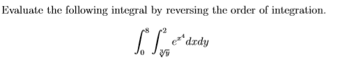 Evaluate the following integral by reversing the order of integration.
*drdy
