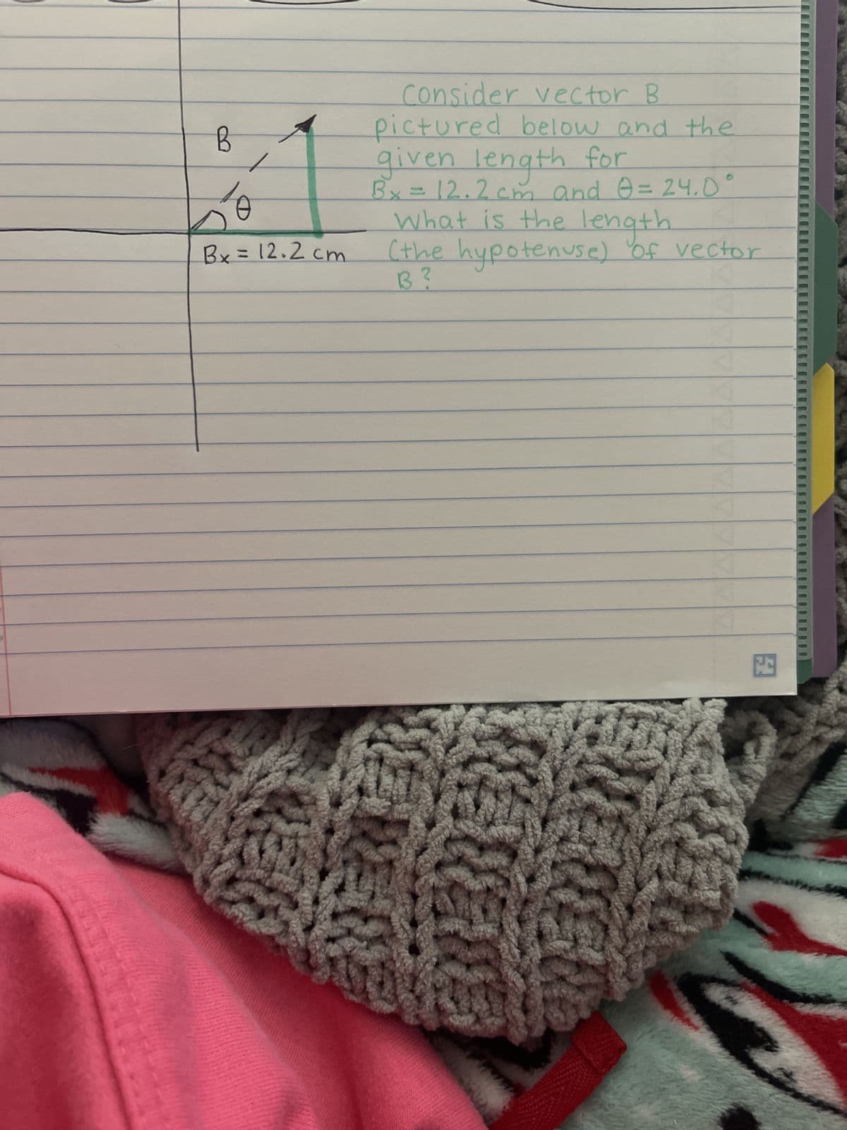 B
U
Bx = 12.2 cm.
Consider vector B
pictured below and the
given length for
Bx = 12.2cm and 0 = 24.0
What is the length
(the hypotenuse) of vector
B ?
2
51