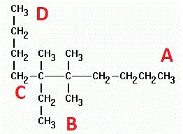 CH3 D
CH2
CH2 CH3 CH3
А
CH2-C-C-
-CH2-CH2 CH, CH3
C
CH2 CH3
CH3 B
