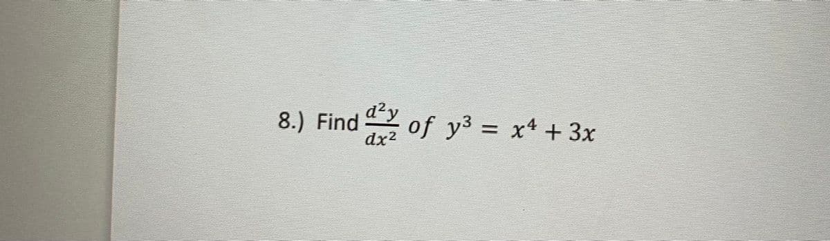 nd of y3 = x4 + 3x
dx2
