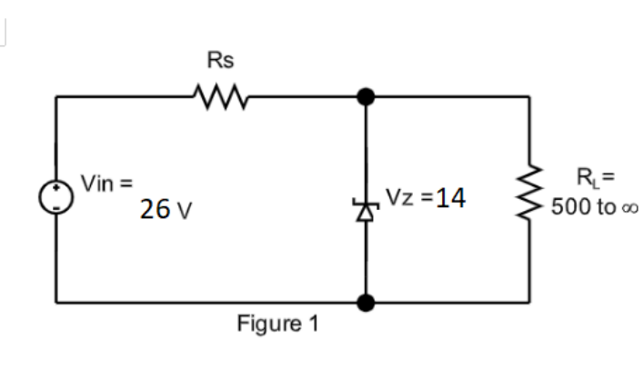 Vin =
Rs
www
26 V
Figure 1
Vz=14
RL=
500 to co