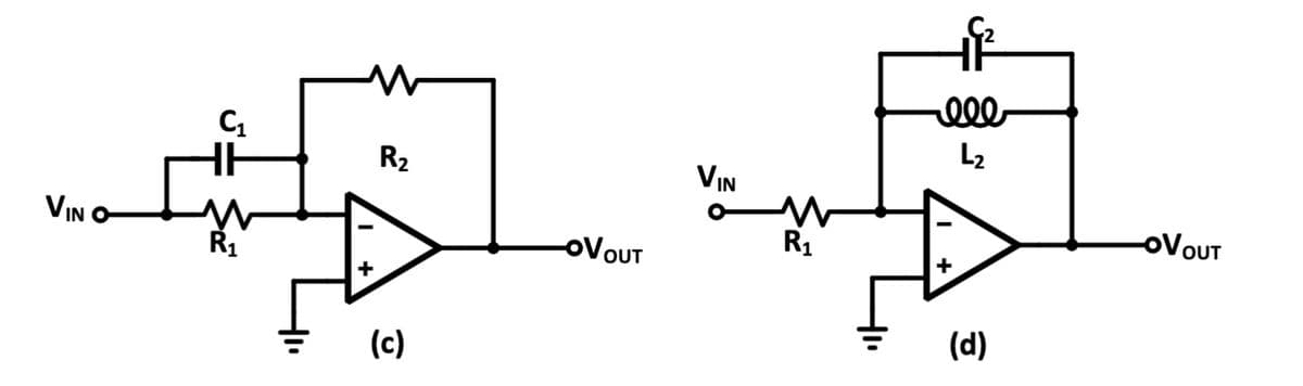 VINO
C₁
HH
R₁
R₂
(c)
-OV OUT
VIN
R₁
Hμ
+²2
rele
L₂
(d)
-OV OUT