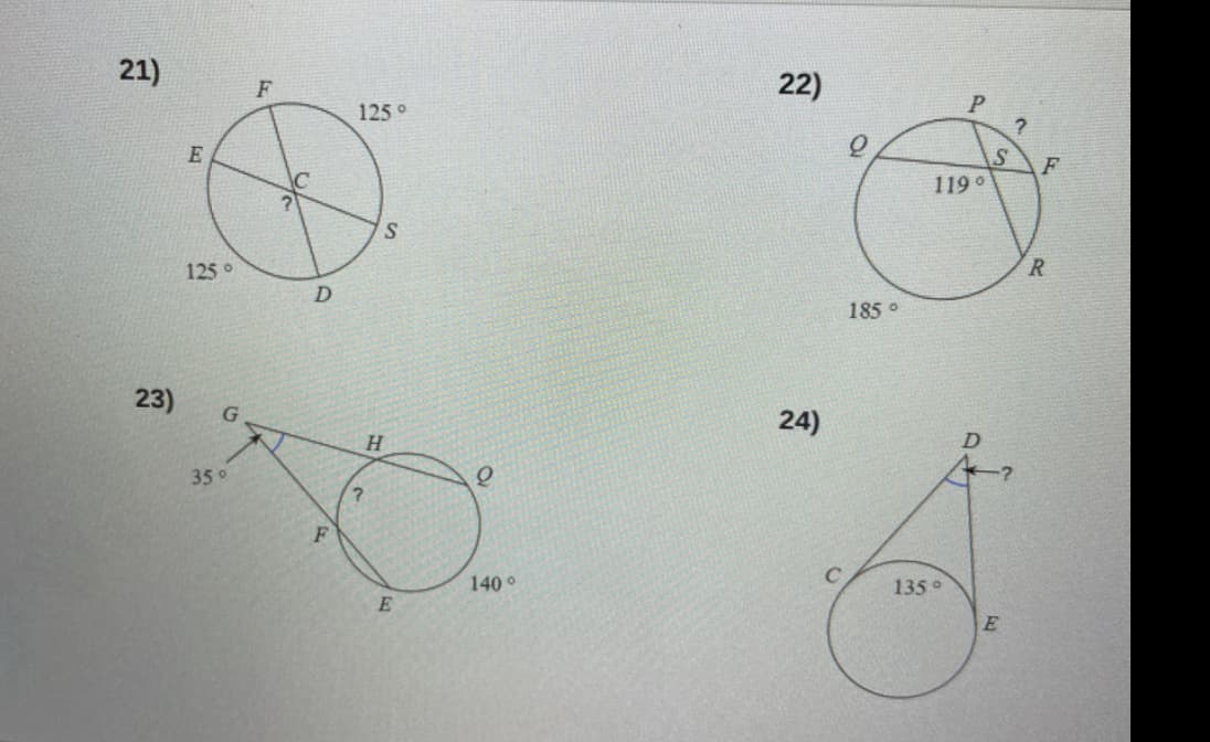 21)
F
22)
125°
F
119 o
S.
125°
R
185 °
23)
24)
H.
35°
140°
135°
