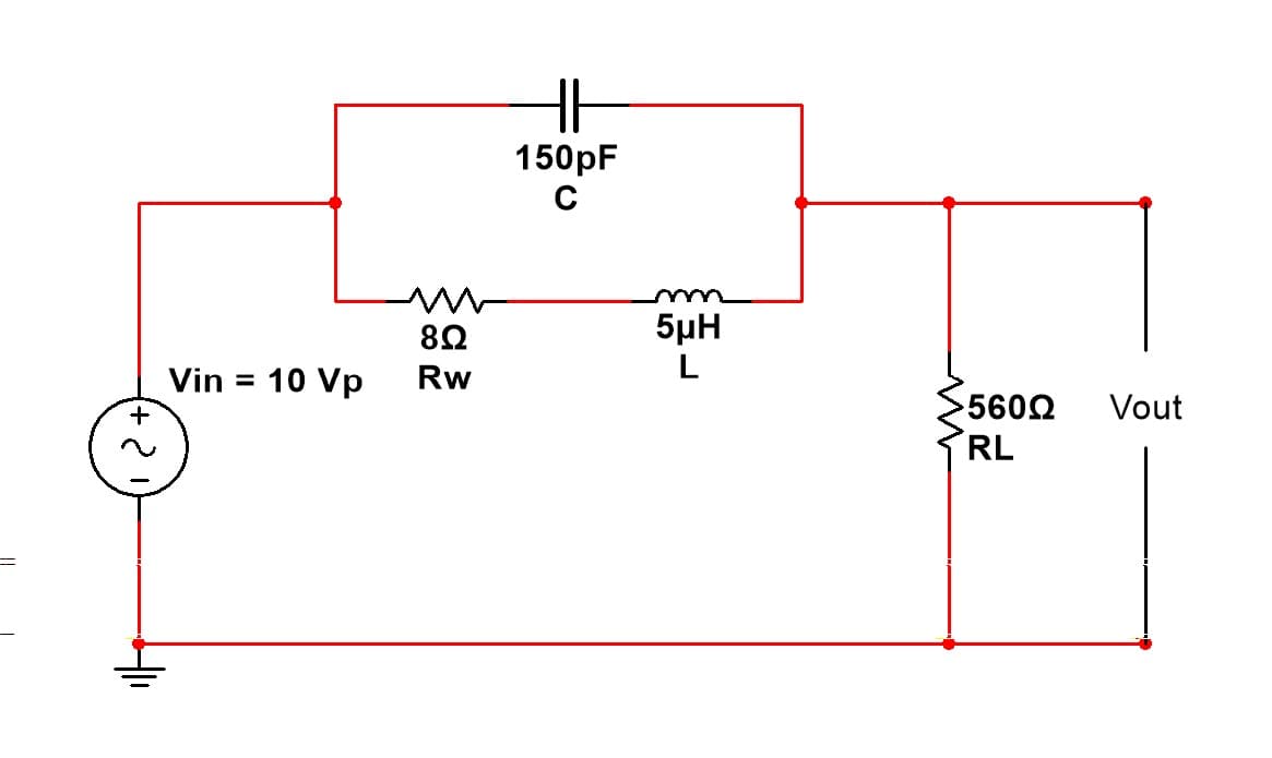 w
150pF
C
8Ω
5ΜΗ
Vin = 10 Vp
Rw
L
560Q
Vout
RL