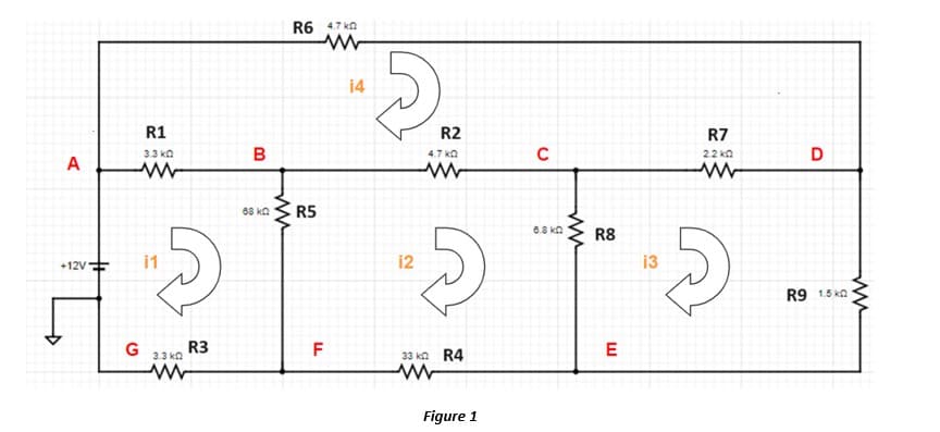 A
+12V
11
G
3.3 kQ
R1
3.3 ΚΩ
33
68kQ
B
www
R5
R6 4.7Q
F
14
5)
12
R2
4.7 ΚΩ
5)
33 kQ R4
C
6.8 k
ww
E
Figure 1
R7
2.2 ΚΩ
D
R8
13
R9 1.5kQ
www