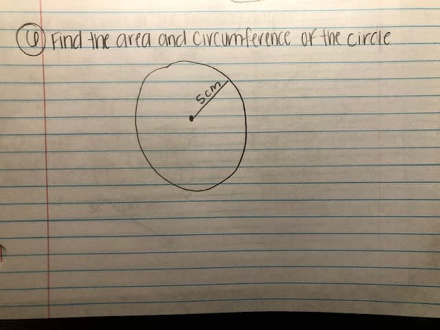 Find the area Cand Circumference of the circle
Scm
