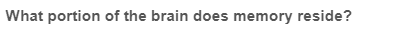 What portion of the brain does memory reside?