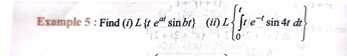 Example 5: Find (i) L {t eªt sin bt} (ii) L
{ t
e sin 4t dt
