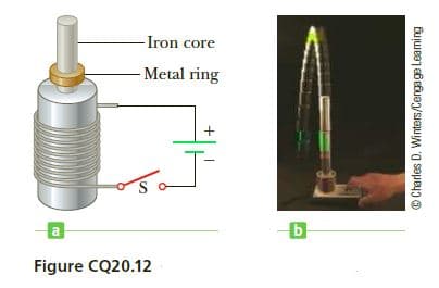 -Iron core
- Metal ring
Figure CQ20.12
© Charles D. Winters/Cengage Leaming
