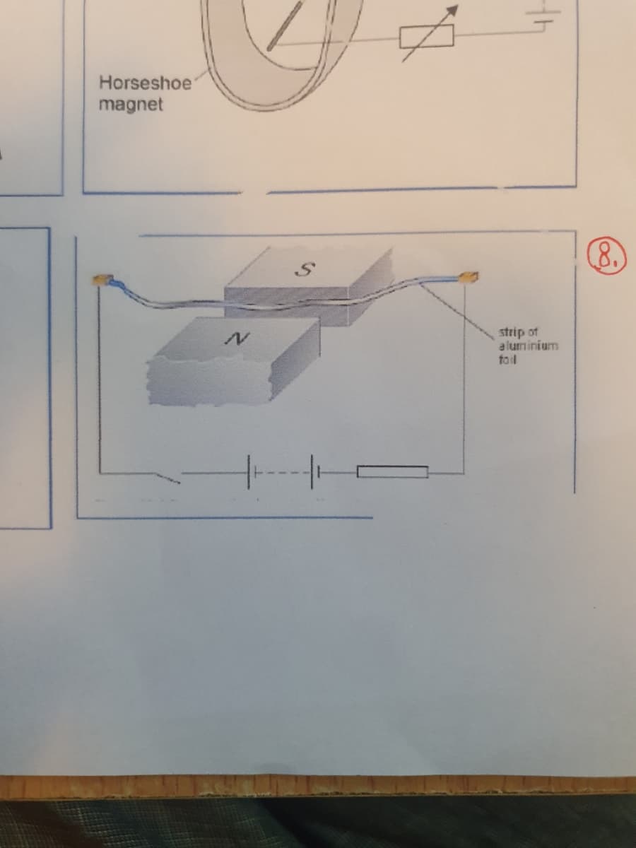 Horseshoe
magnet
N
th
strip of
aluminium
(8.)