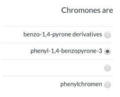 Chromones are
benzo-1,4-pyrone derivatives
phenyl-1,4-benzopyrone-3
phenylchromen
