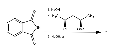 1. NaOH
2. H3C.
CH3
NH
CI OMe
?
3. NaOH, A
