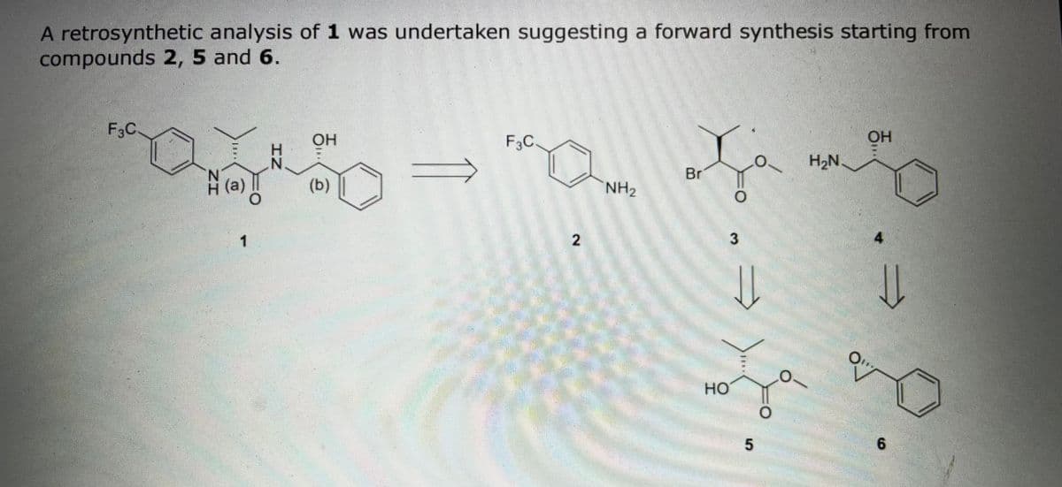 A retrosynthetic analysis of 1 was undertaken suggesting a forward synthesis starting from
compounds 2, 5 and 6.
F3C
F3C
OH
H2N
N.
Br
A (a)
(b)
NH2
1
HO
6.
2.
