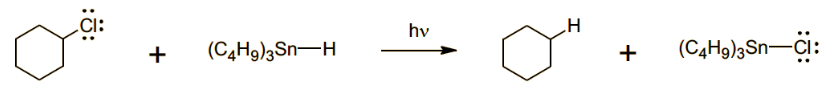 ::
+
(C4H9)3Sn-H
hv
.H
I
+ (C4H9)3Sn-CI: