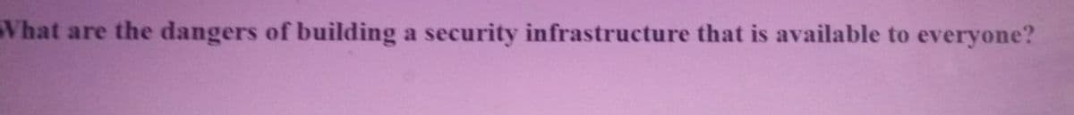 What are the dangers of building a security infrastructure that is available to everyone?
