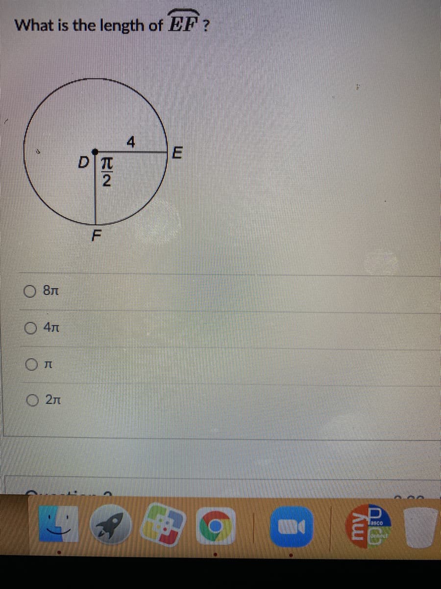 What is the length of EF?
4
2
O 81
47
2rm
anco
