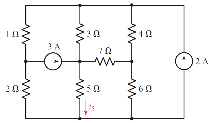 1Ω
3Ω
4Ω
3Α
7Ω
2 A
2Ω
5Ω
6Ω
lis
