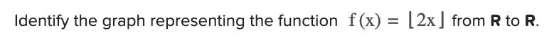 Identify the graph representing the function f(x) = [2x] from R to R.