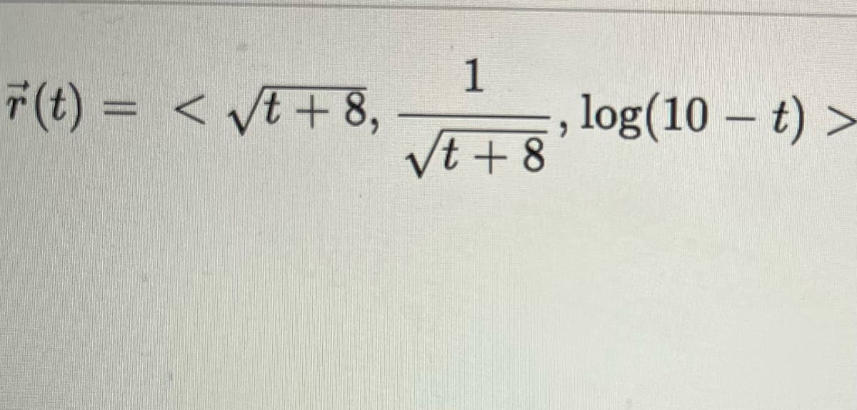 7(t) = < /t + 8,
1
log(10 – t) >
Vt + 8
