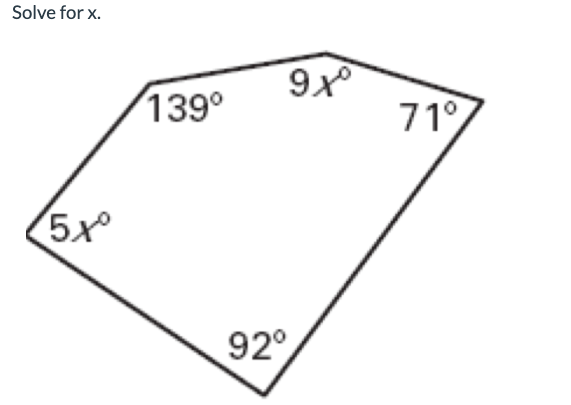 Solve for x.
500
139°
до
92°
71°