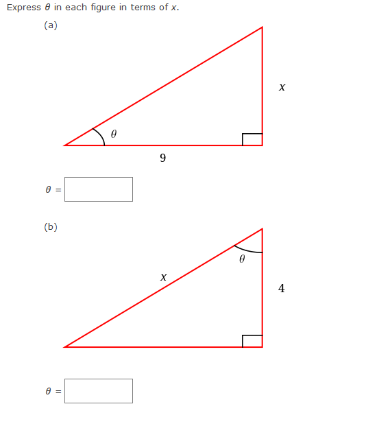 Express e in each figure in terms of x.
(a)
(b)
4
9,
