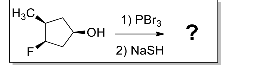 H3C,
1) PBr3
ОН
F
2) NaSH
