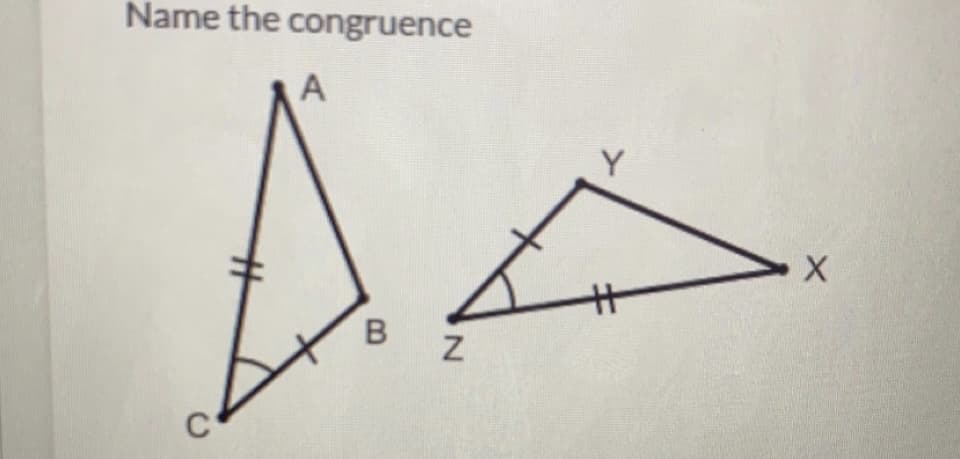 Name the congruence
Y
十
B
