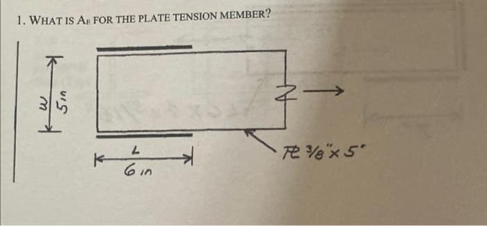 1. WHAT IS AR FOR THE PLATE TENSION MEMBER?
7.
6 in
