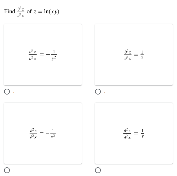 Find Z of z = In(xy)
II
II
||
