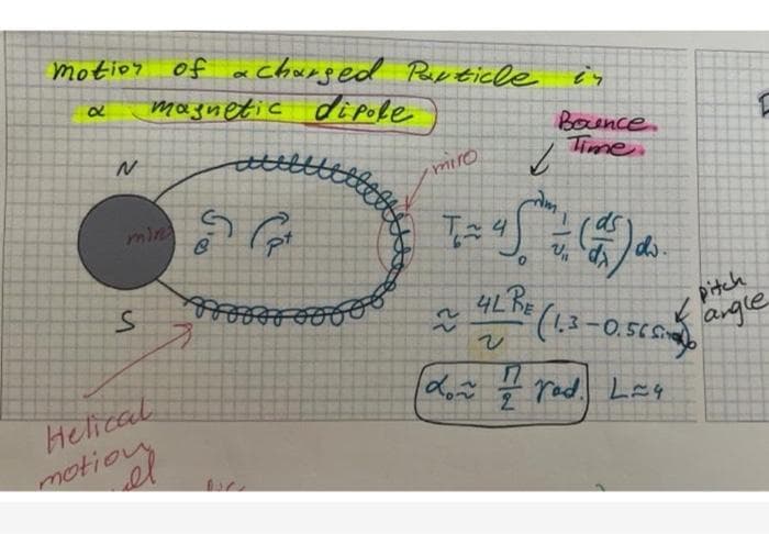 motion of
a in
magnetic di pole
charged Purticle
Boence.
Time.
miro
min
ds
'da
ds.
4LR
pitch
(1,3-0,5c
a
angle
Helical
motio d
2.
7pal
