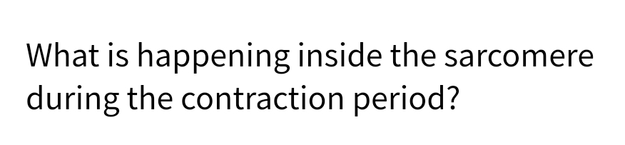 What is happening inside the sarcomere
during the contraction period?
