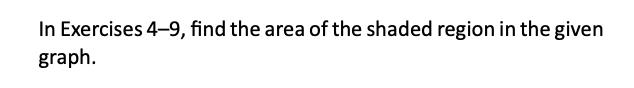 In Exercises 4-9, find the area of the shaded region in the given
graph.
