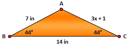 A
7 in
Зх + 1
44°
44°
14 in
